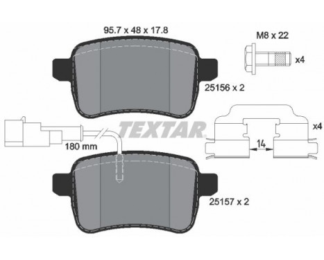 Kit de plaquettes de frein, frein à disque Q+ 2515601 Textar