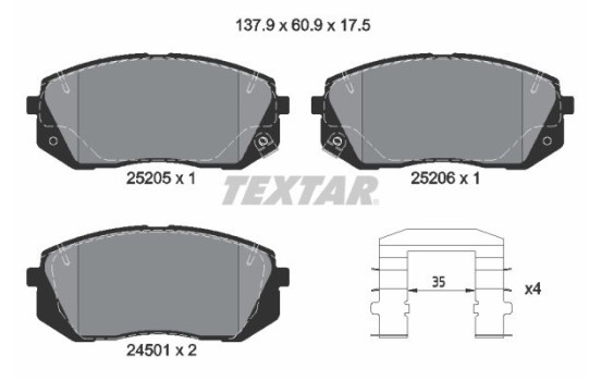 Kit de plaquettes de frein, frein à disque Q+ 2520501 Textar