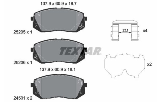 Kit de plaquettes de frein, frein à disque Q+ 2520504 Textar