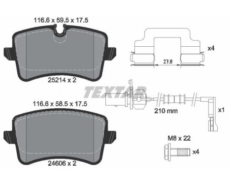 Kit de plaquettes de frein, frein à disque Q+ 2521413 Textar