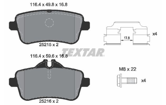 Kit de plaquettes de frein, frein à disque Q+ 2521505 Textar