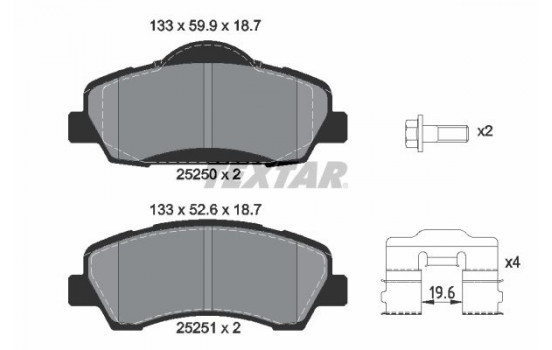 Kit de plaquettes de frein, frein à disque Q+ 2525001 Textar