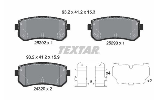 Kit de plaquettes de frein, frein à disque Q+ 2529201 Textar