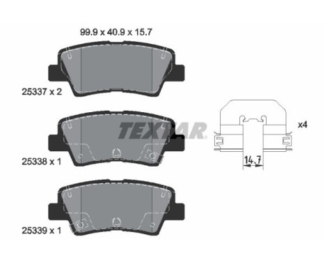 Kit de plaquettes de frein, frein à disque Q+ 2533703 Textar