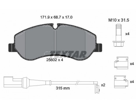 Kit de plaquettes de frein, frein à disque Q+ 2560201 Textar