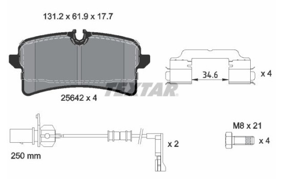 Kit de plaquettes de frein, frein à disque Q+ 2564201 Textar
