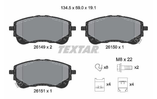 Kit de plaquettes de frein, frein à disque Q+ 2614901 Textar