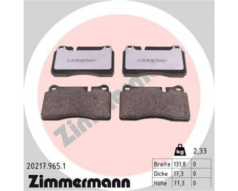 Kit de plaquettes de frein, frein à disque rd:z 20217.965.1 Zimmermann