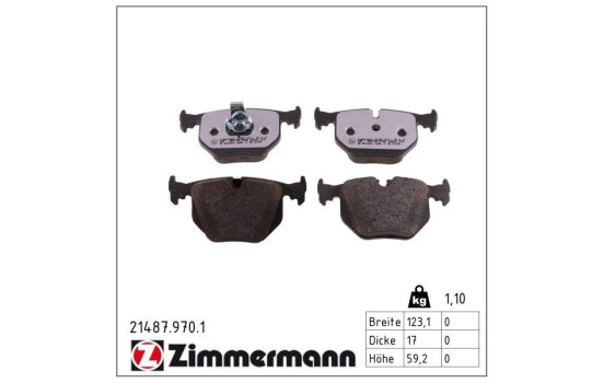 Kit de plaquettes de frein, frein à disque rd:z 21487.970.1 Zimmermann, Image 2