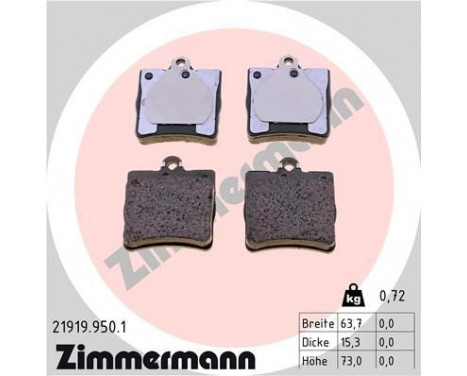 Kit de plaquettes de frein, frein à disque rd:z 21919.950.1 Zimmermann