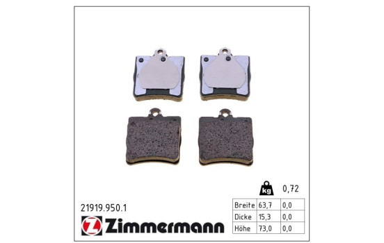 Kit de plaquettes de frein, frein à disque rd:z 21919.950.1 Zimmermann