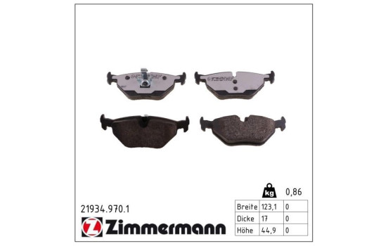 Kit de plaquettes de frein, frein à disque rd:z 21934.970.1 Zimmermann, Image 2