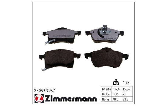 Kit de plaquettes de frein, frein à disque rd:z 23057.995.1 Zimmermann, Image 2
