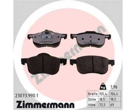 Kit de plaquettes de frein, frein à disque rd:z 23073.990.1 Zimmermann