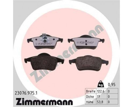 Kit de plaquettes de frein, frein à disque rd:z 23076.975.1 Zimmermann