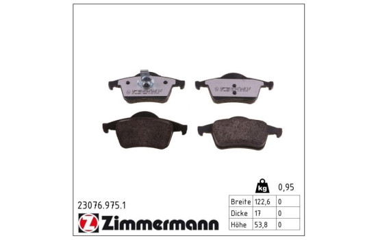 Kit de plaquettes de frein, frein à disque rd:z 23076.975.1 Zimmermann, Image 2