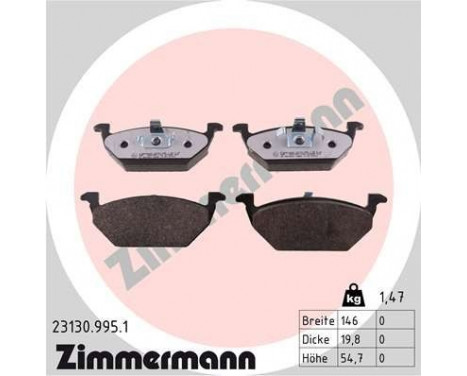 Kit de plaquettes de frein, frein à disque rd:z 23130.995.1 Zimmermann, Image 2