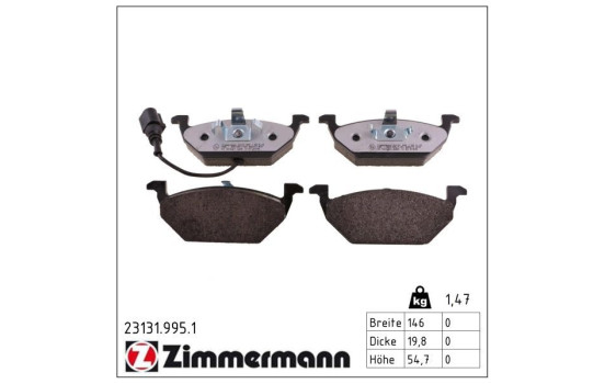 Kit de plaquettes de frein, frein à disque rd:z 23131.995.1 Zimmermann, Image 2