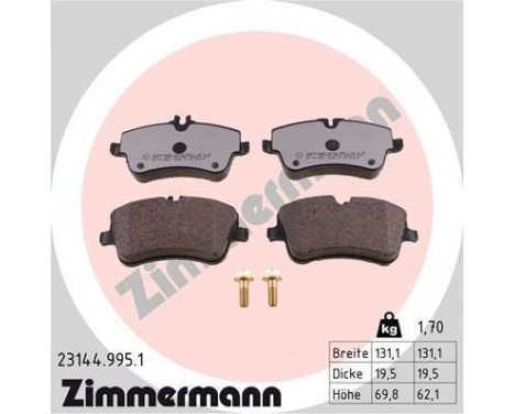 Kit de plaquettes de frein, frein à disque rd:z 23144.995.1 Zimmermann