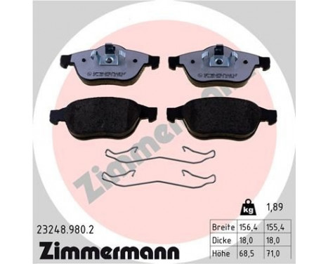 Kit de plaquettes de frein, frein à disque rd:z 23248.980.2 Zimmermann