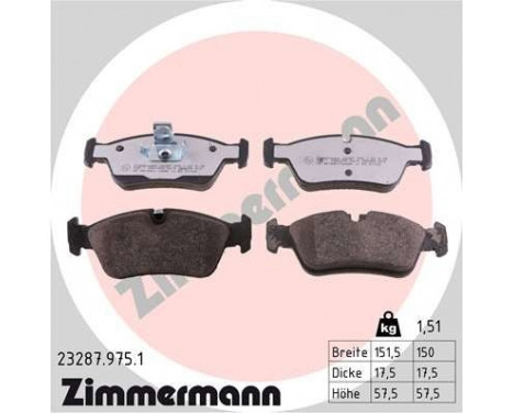 Kit de plaquettes de frein, frein à disque rd:z 23287.975.1 Zimmermann