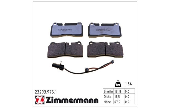 Kit de plaquettes de frein, frein à disque rd:z 23293.975.1 Zimmermann
