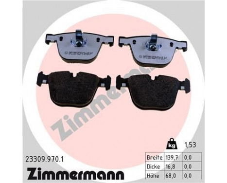 Kit de plaquettes de frein, frein à disque rd:z 23309.970.1 Zimmermann