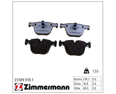 Kit de plaquettes de frein, frein à disque rd:z 23309.970.1 Zimmermann