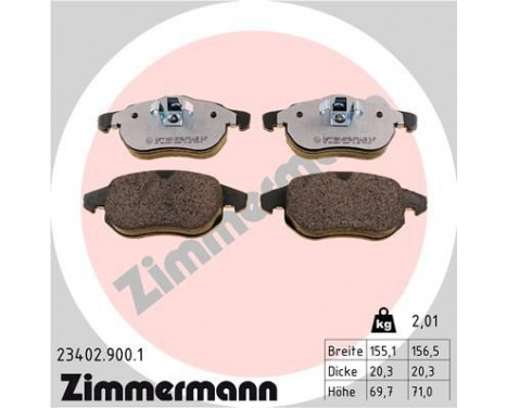 Kit de plaquettes de frein, frein à disque rd:z 23402.900.1 Zimmermann