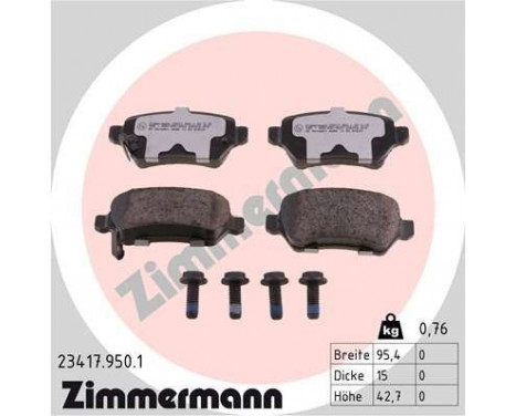 Kit de plaquettes de frein, frein à disque rd:z 23417.950.1 Zimmermann