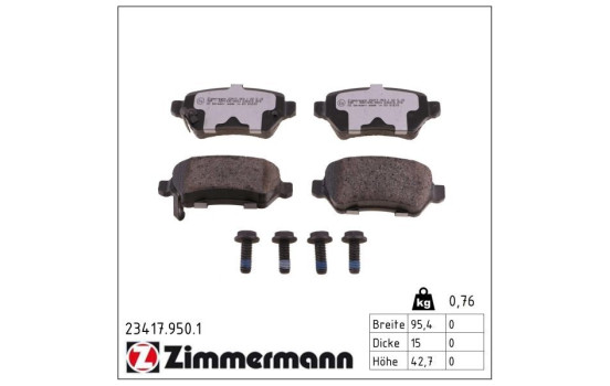 Kit de plaquettes de frein, frein à disque rd:z 23417.950.1 Zimmermann, Image 2