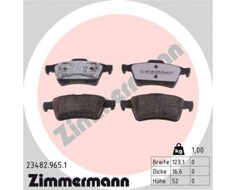 Kit de plaquettes de frein, frein à disque rd:z 23482.965.1 Zimmermann