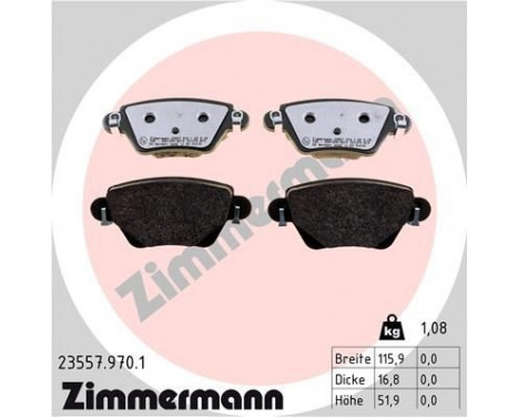 Kit de plaquettes de frein, frein à disque rd:z 23557.970.1 Zimmermann