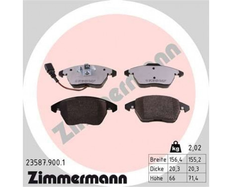 Kit de plaquettes de frein, frein à disque rd:z 23587.900.1 Zimmermann, Image 2