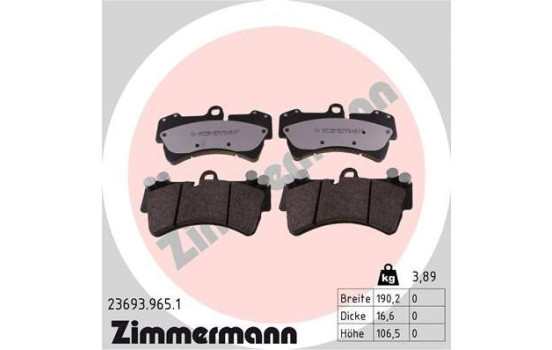 Kit de plaquettes de frein, frein à disque rd:z 23693.965.1 Zimmermann