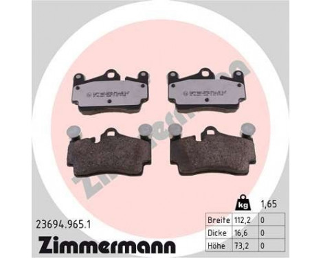 Kit de plaquettes de frein, frein à disque rd:z 23694.965.1 Zimmermann