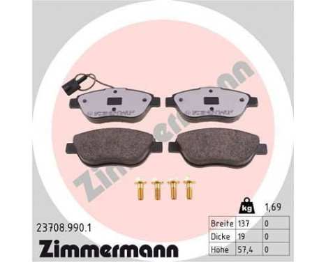 Kit de plaquettes de frein, frein à disque rd:z 23708.990.1 Zimmermann