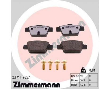 Kit de plaquettes de frein, frein à disque rd:z 23714.965.1 Zimmermann