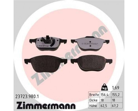 Kit de plaquettes de frein, frein à disque rd:z 23723.980.1 Zimmermann