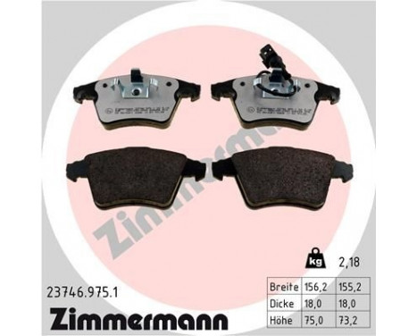 Kit de plaquettes de frein, frein à disque rd:z 23746.975.1 Zimmermann