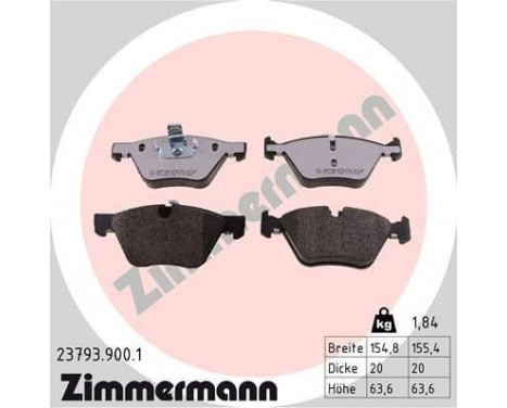 Kit de plaquettes de frein, frein à disque rd:z 23793.900.1 Zimmermann