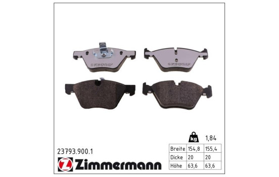 Kit de plaquettes de frein, frein à disque rd:z 23793.900.1 Zimmermann, Image 2