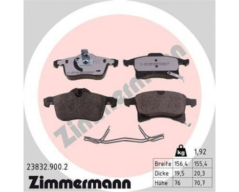 Kit de plaquettes de frein, frein à disque rd:z 23832.900.2 Zimmermann