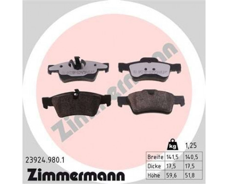 Kit de plaquettes de frein, frein à disque rd:z 23924.980.1 Zimmermann