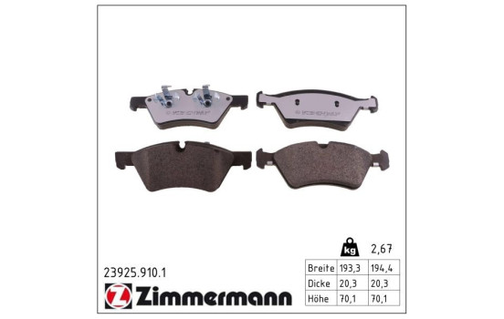 Kit de plaquettes de frein, frein à disque rd:z 23925.910.1 Zimmermann, Image 2