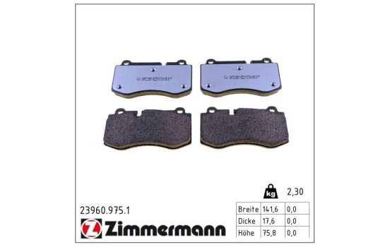 Kit de plaquettes de frein, frein à disque rd:z 23960.975.1 Zimmermann