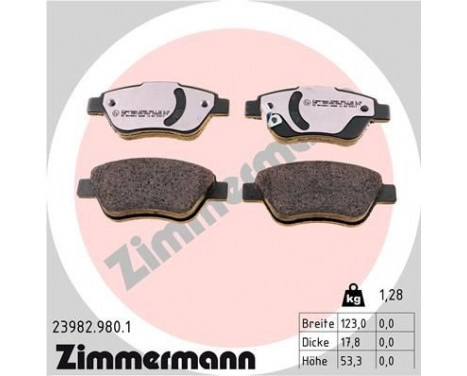 Kit de plaquettes de frein, frein à disque rd:z 23982.980.1 Zimmermann