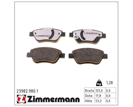 Kit de plaquettes de frein, frein à disque rd:z 23982.980.1 Zimmermann