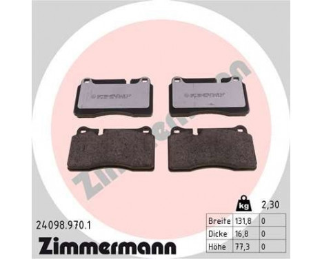 Kit de plaquettes de frein, frein à disque rd:z 24098.970.1 Zimmermann