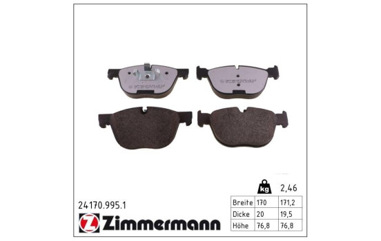 Kit de plaquettes de frein, frein à disque rd:z 24170.995.1 Zimmermann, Image 2